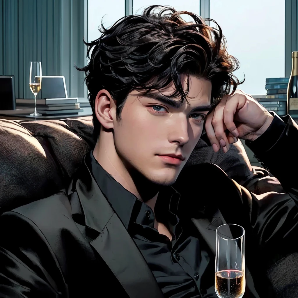 un primer plano de un hombre de traJe sosteniendo una copa de vino, Handsome boy in Demon Slayer art, handsome stunning realistic, handsome man anime, John romita mayor, handsome man, Peter Parker, Profile picture, Edmund Blair y Charlie Bowater, beautiful detailed face, J. c. LeyendeCker 8 K, Charlie Bowater and Mark Brooks