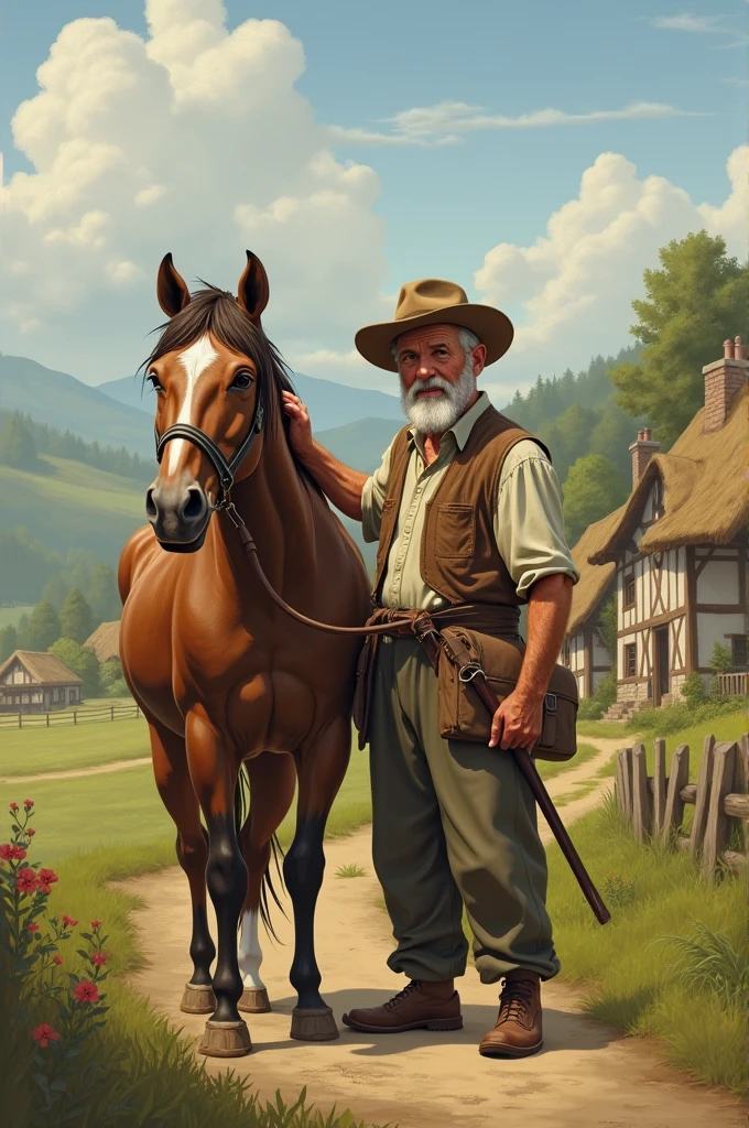 Once upon a time, an old farmer lived in a small village. He had an old horse that was very important to his family.