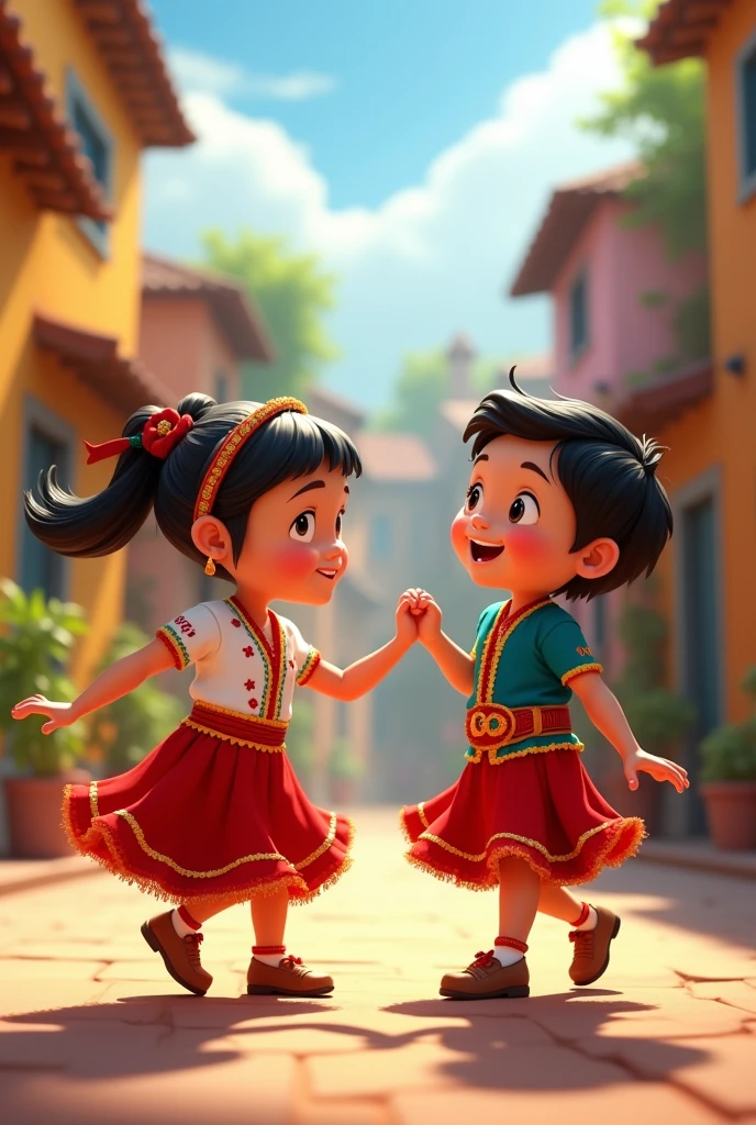 A couple of children dancing animated wititi
