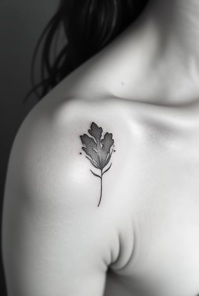 Create a minimalist micro realistic tattoo in black and white pointillism