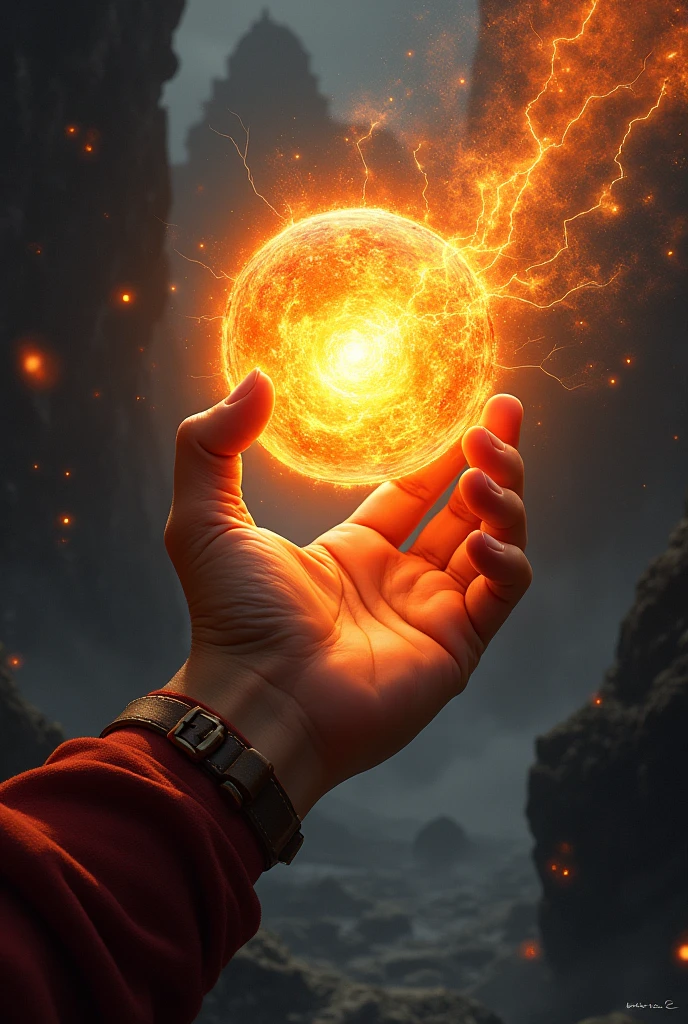 fireball rpg illustration a hand holding a magical fireball