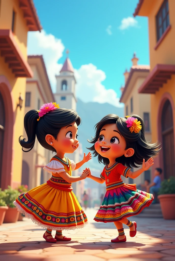 A couple of children dancing animated wititi From the city of Arequipa