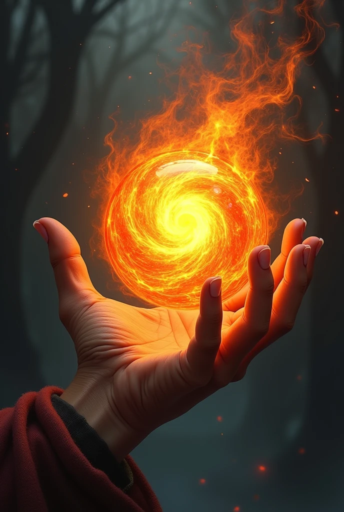 fireball rpg illustration a hand holding a magical fireball