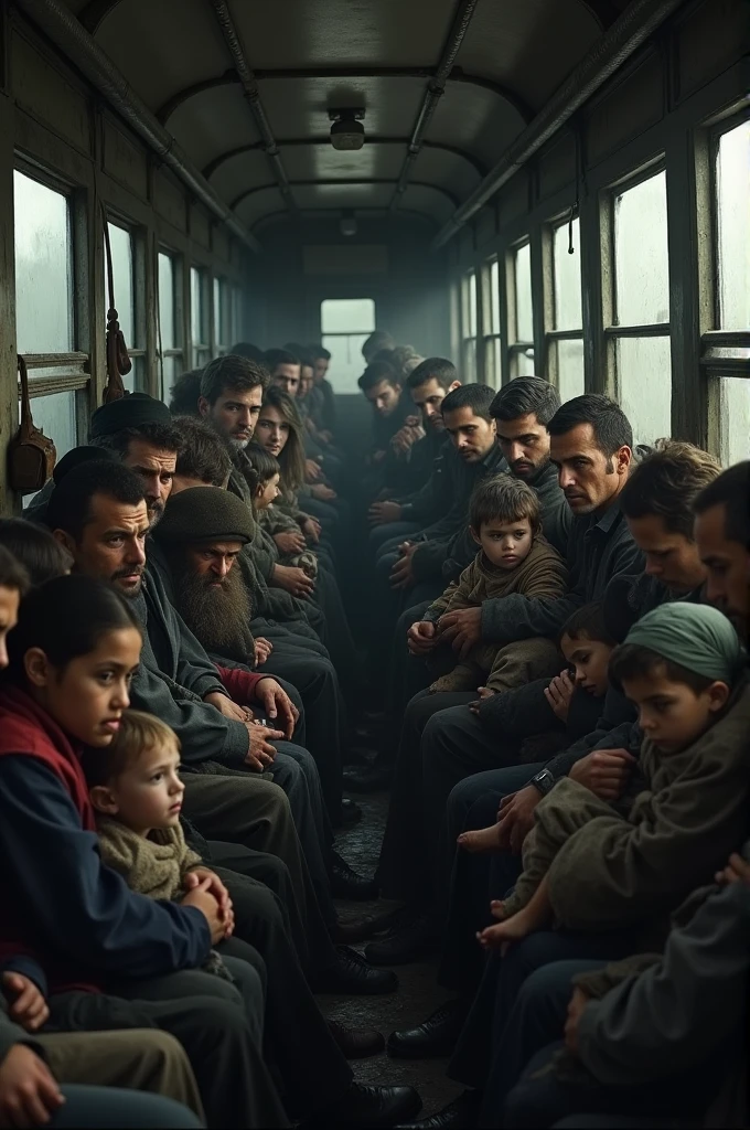 Jews in poor conditions on a train 