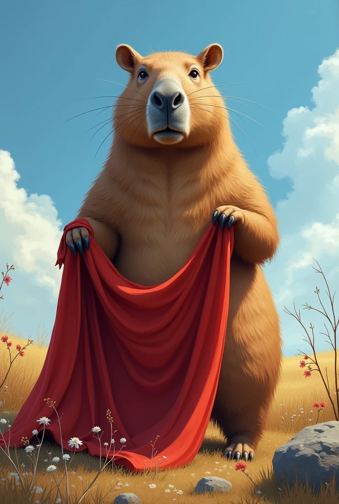 Génère moi un capybara avec le drapeau confédérés 