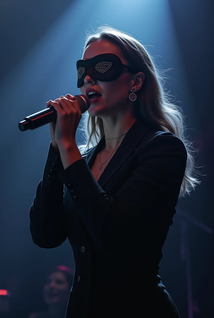 Female Vocalist、Hold the microphone、Wear a mask