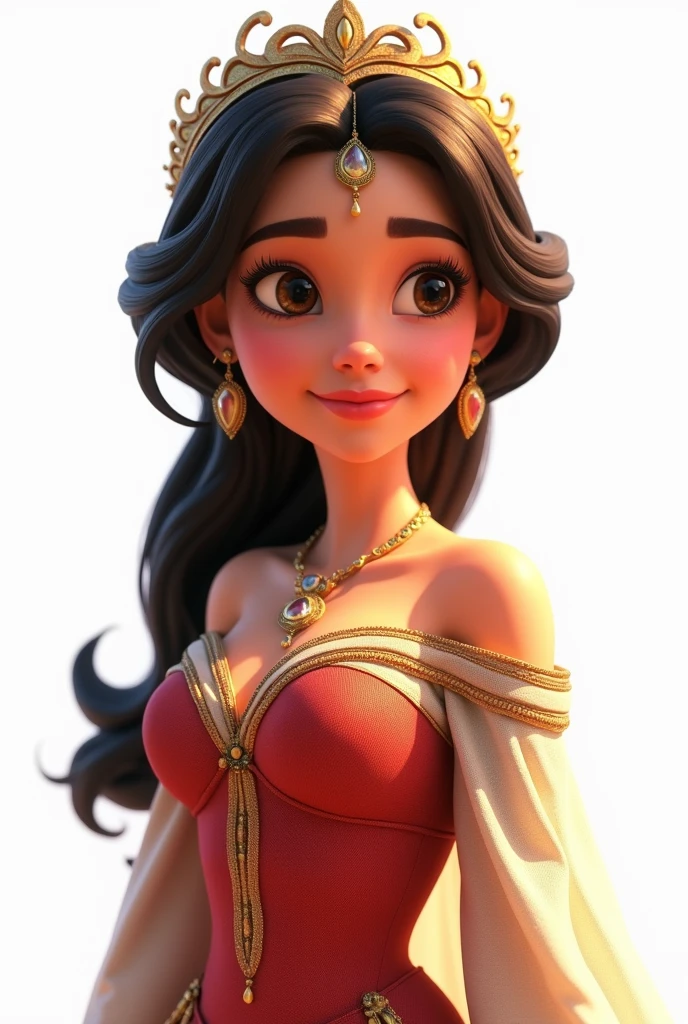 beautiful woman from biblical times queen esther with pixar style white background