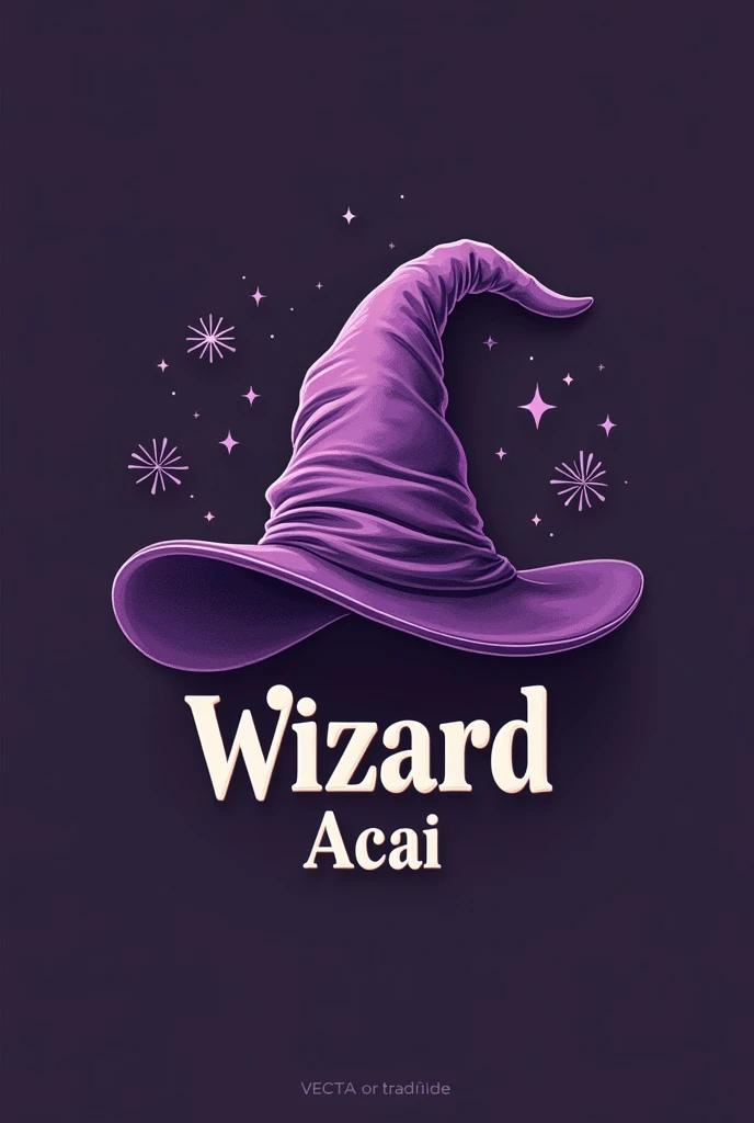Create a logo of a wizard's hat with the name wizard acai at the bottom
