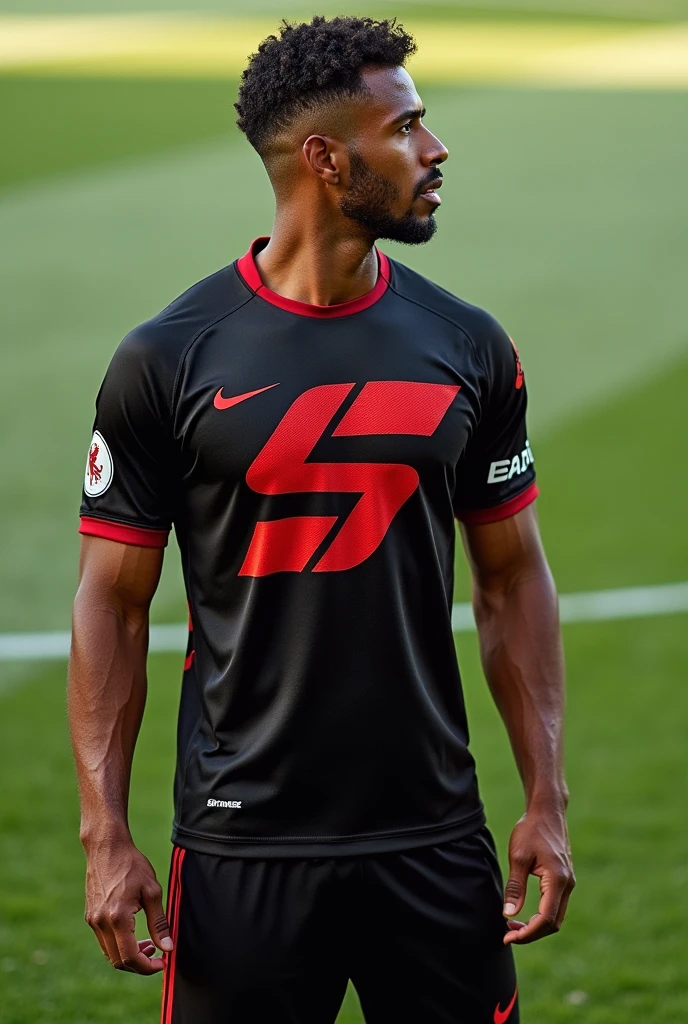 Football shirt combined with the Supertrack logo and colours