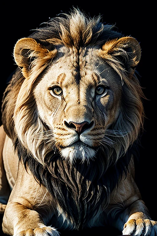 Create a lion image with black background and overlay