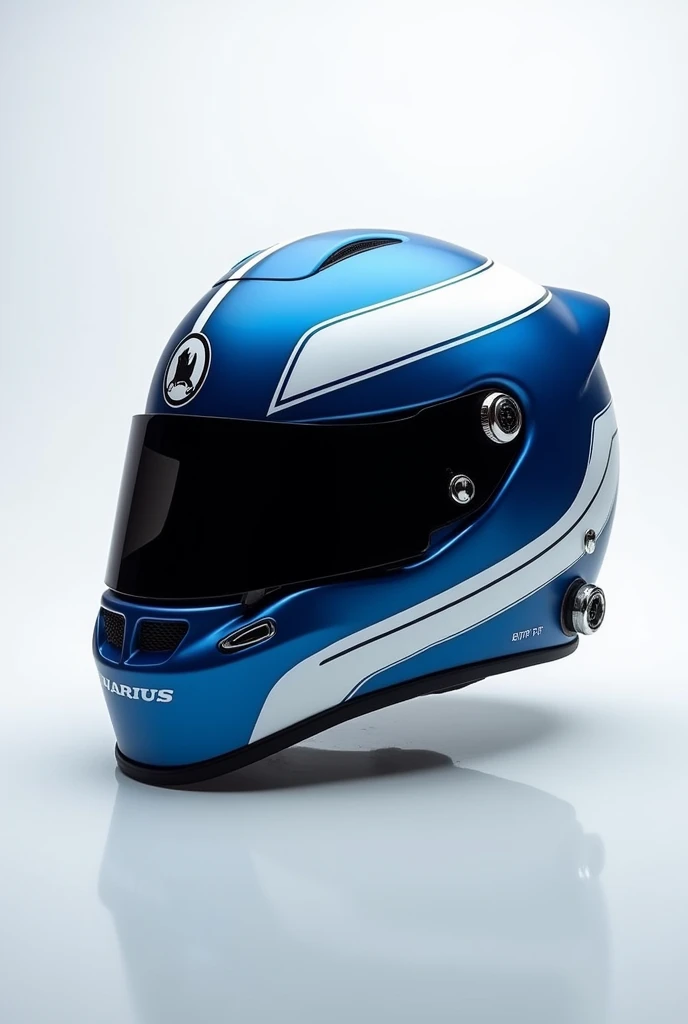 A picture of a formula one racing helmet. The helmet is oxford blue (1D2D44) and white.