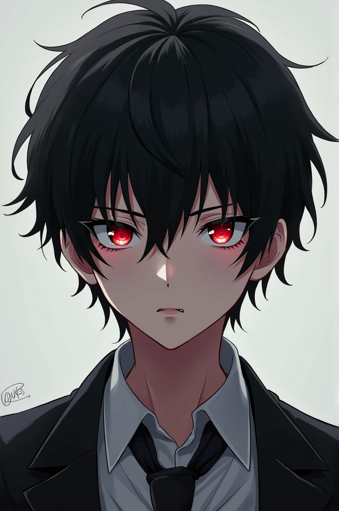 Anime boy with black hair, red eyes and a somewhat psychotic personality