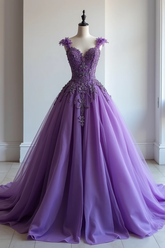 Purple Wedding Dress、Petal Dress、Princess line wedding dress、mannequin