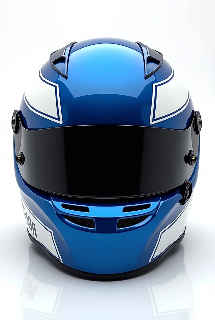 A picture of a formula one racing helmet. The helmet is oxford blue (1D2D44) and white.