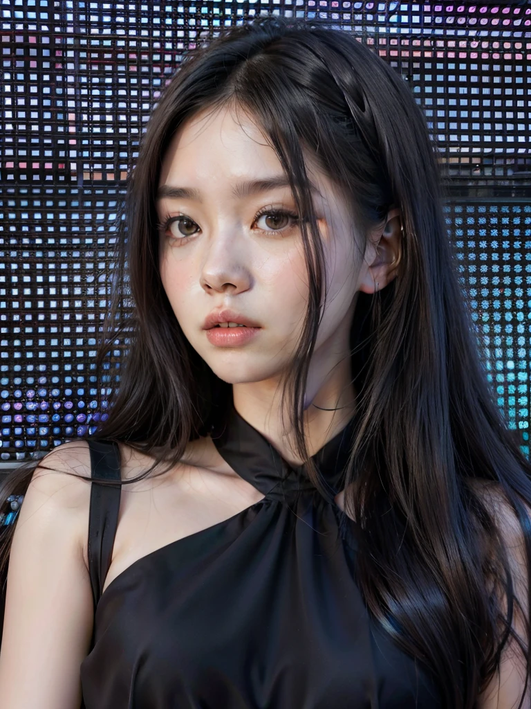 Araffe woman with long black hair and a black dress, jennie blackpink, jossi do blackpink, gongbi, Yoshitomo Nara, Sui Ishida com cabelo preto, portrait of jossi do blackpink, Heonhwa Choe, Hwang se-é, Japanese model, kiyoko suzuki, she is facing the camera
