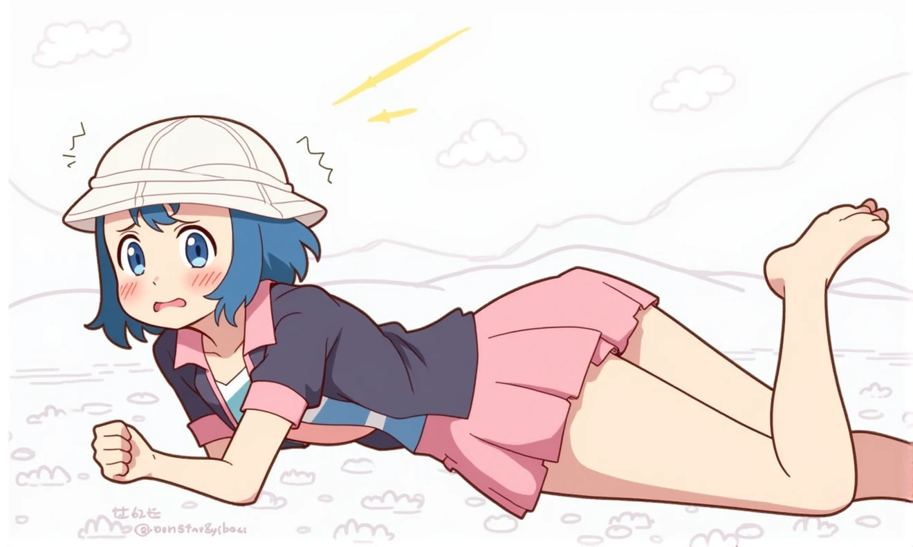 dawn \(pokemon\), fart, blush, gas in her stomach, open her mouth, masterpiece, ass
