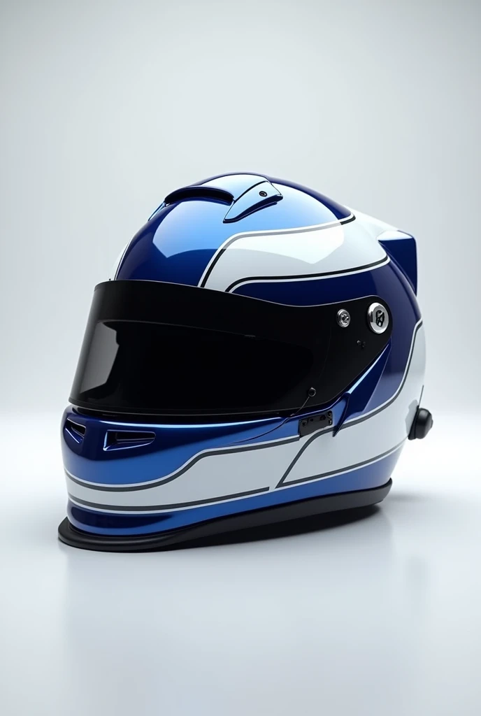 A picture of a formula one racing helmet. The helmet is oxford blue (1D2D44) and white.