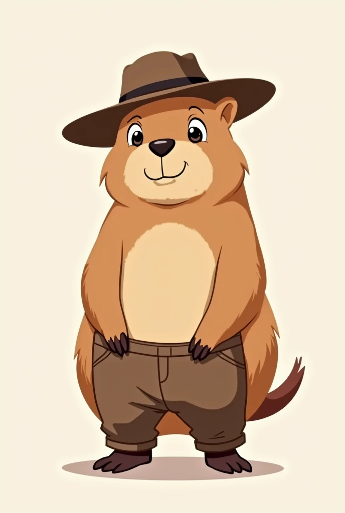 Anime shirt brown capybara hat brown pants