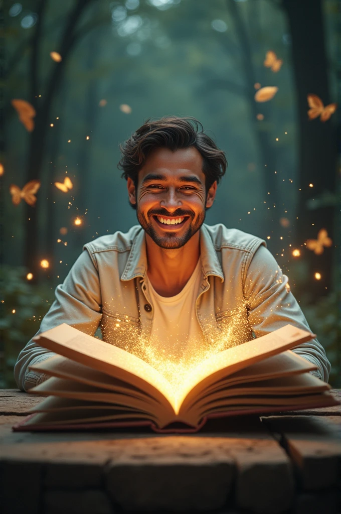 An open book comes out of it a man who seems to be intelligent, glad, free through reading