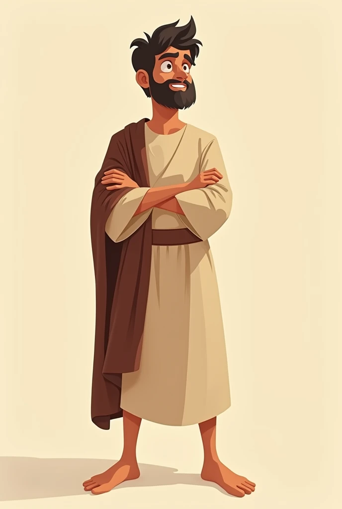 full body young man from biblical times david pixar style simple design body covered