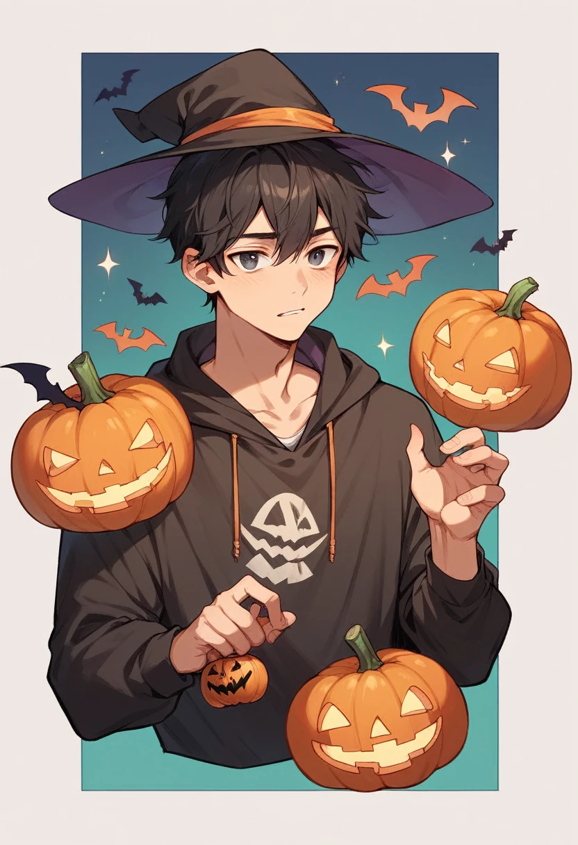 A young teenage boy with medium wavy black hair, dressed up for Halloween, he's dressed up as a naughty zombie, he wears zombie makeup, he wears torn clothes, ripped shirts that show off your strong abs, He's wearing ripped pants that cover everything, except the. Penis region and balls on display, the only part that is not covered is his penis and his balls are showing (Rosinha penis head) pubic hair and armpit hair