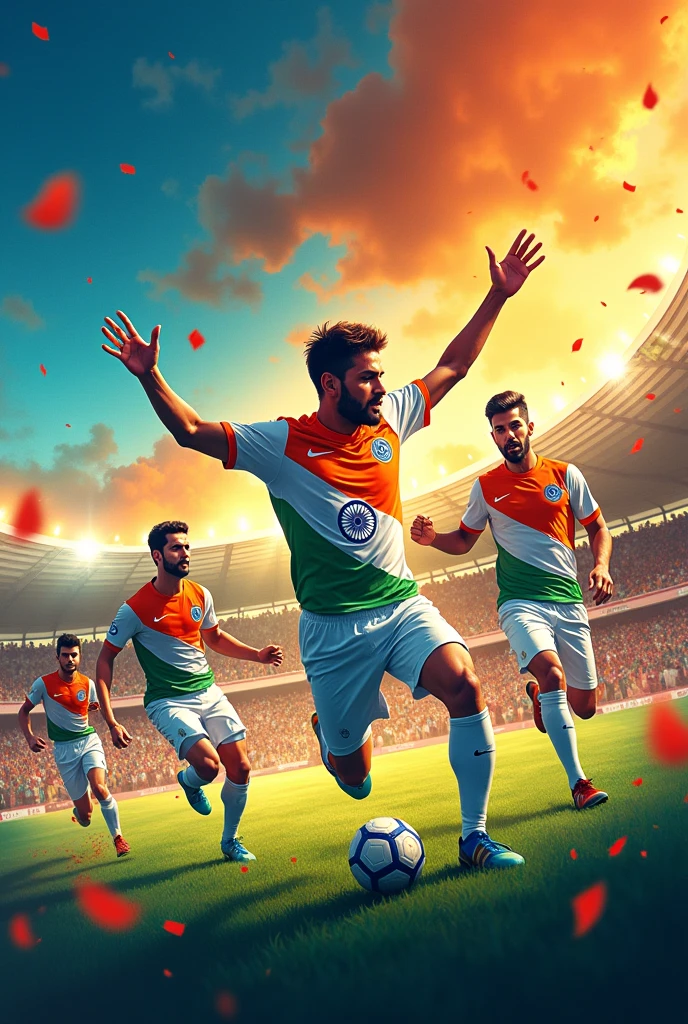 Indian football tournament poster with tiranga