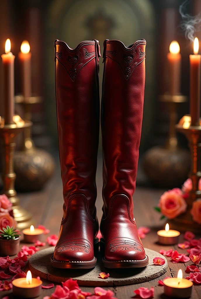 Knee high boot puja cherry