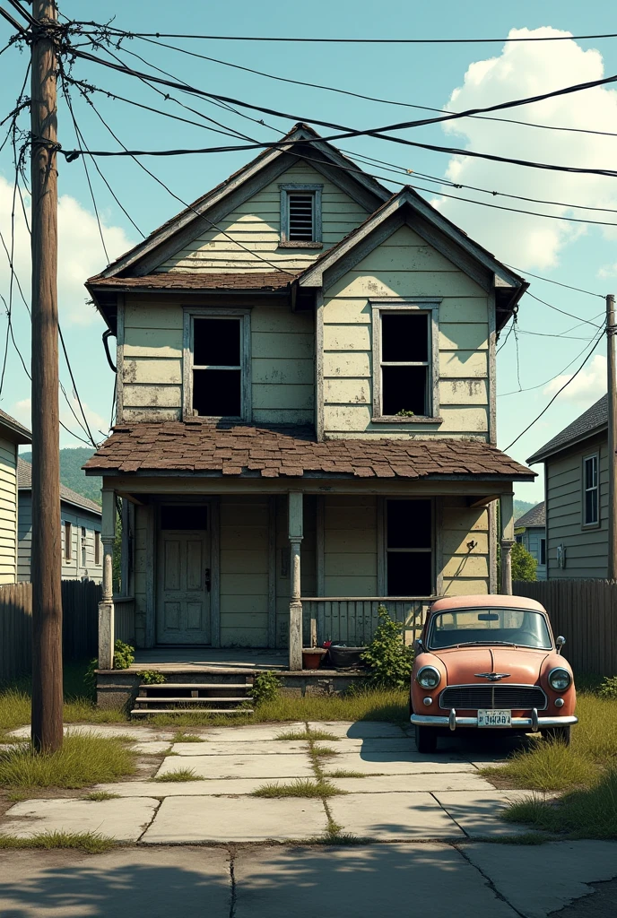 Create a house pic in poor area 
