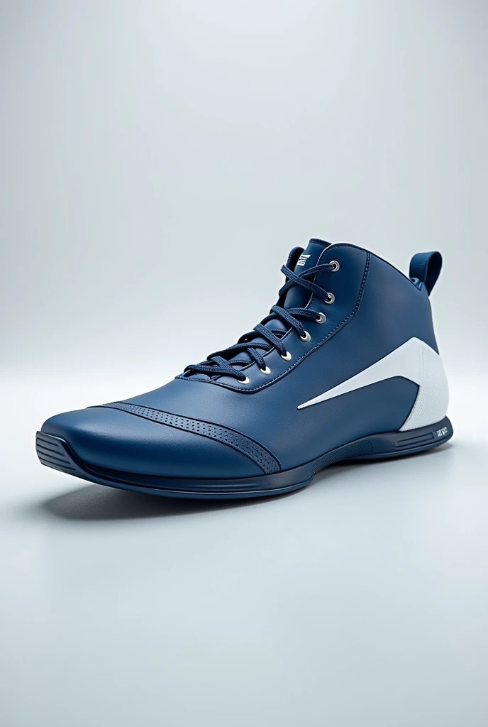 A picture of a formula one racing shoes. The shoes is oxford blue (1D2D44) and white.