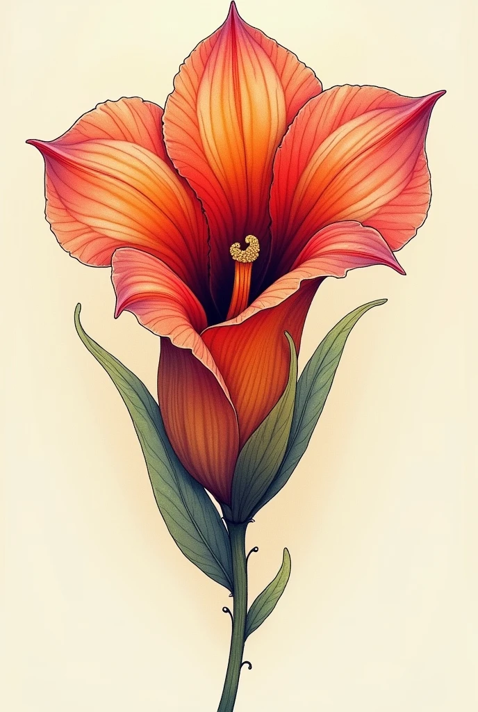 ((Best Quality)), ((masterpiece)), (detailed), colorful flower, vulva-shaped, warm colors and light, sketch for thigh tattoo,