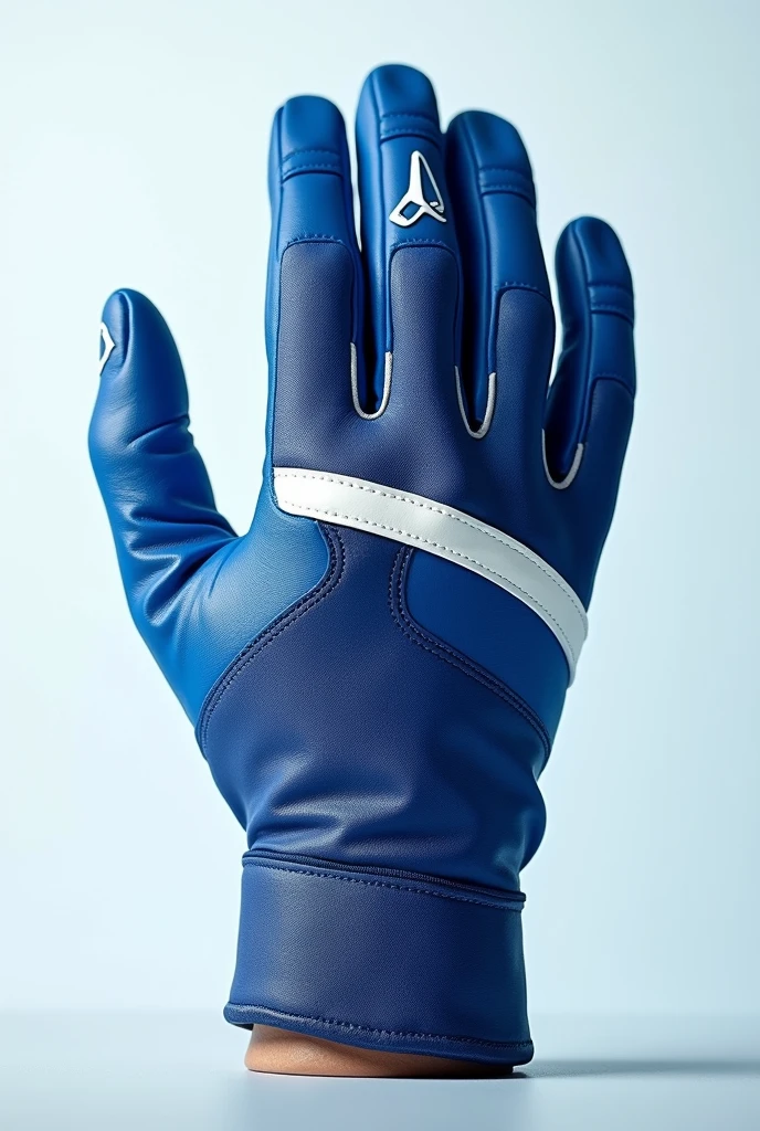 A picture of a formula one racing gloves. The gloves is oxford blue (1D2D44) and white.