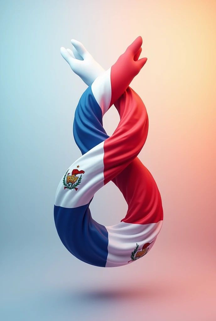 "The two flags of Panama and Costa Rica spread out WAVING together with the same flags spread out across the box. The left side should show the flag of Panama, while the right half features the flag of Costa Rica. The two flags should merge smoothly in the center thus symbolizing unity and friendship.. The background should be simple and neutral to keep the focus on the knot. "