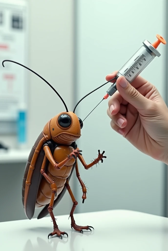 Cockroach getting vaccinated
