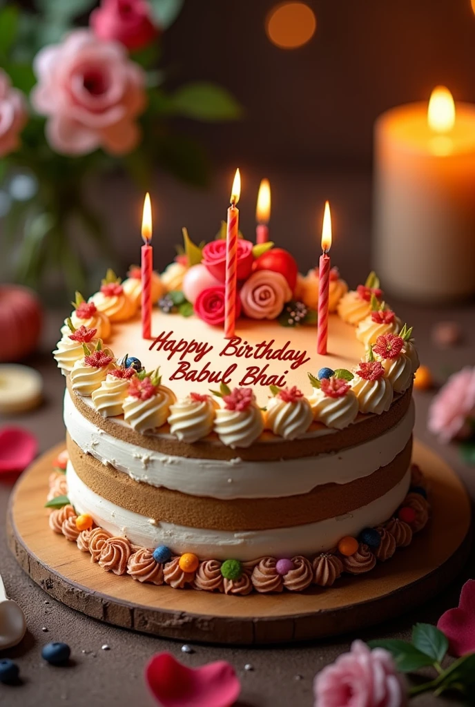 One cake on wrote happy birthday babul bhai