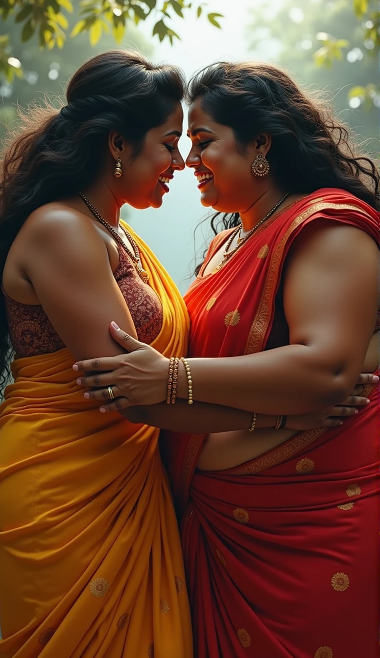 Indian mallu aunty hairpulling fight with other aunty both are sexy and thick figure full body show in saree realistic face and body