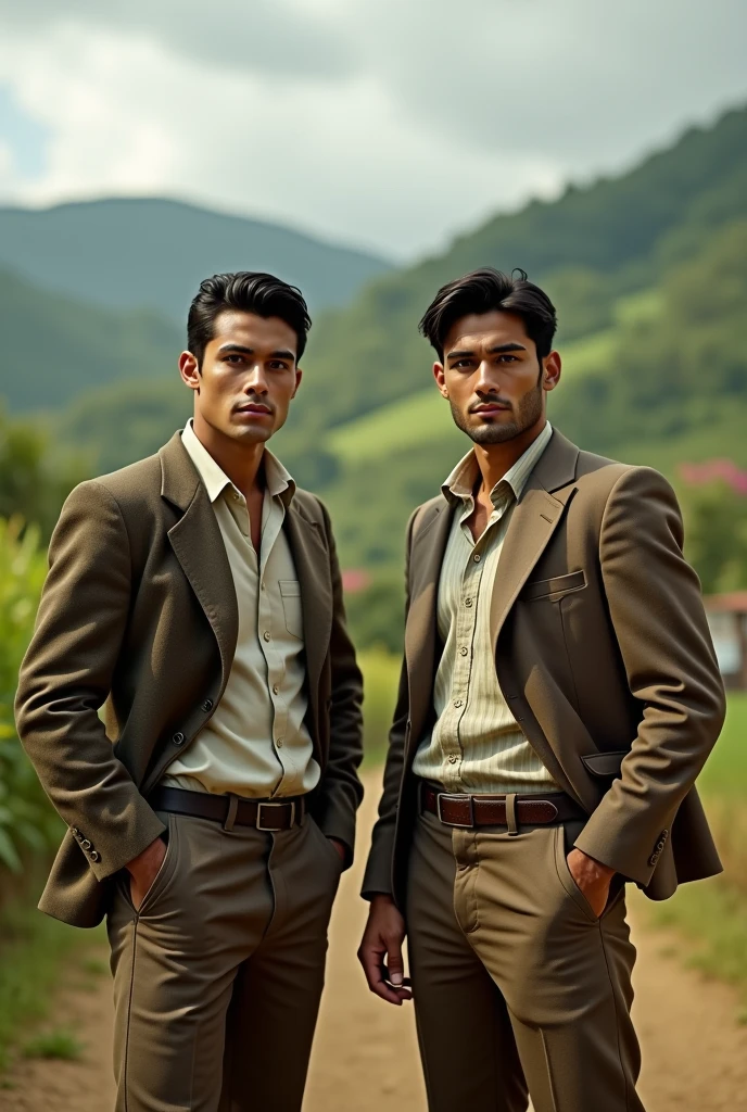 Twins, men, Colombians, year 1950,