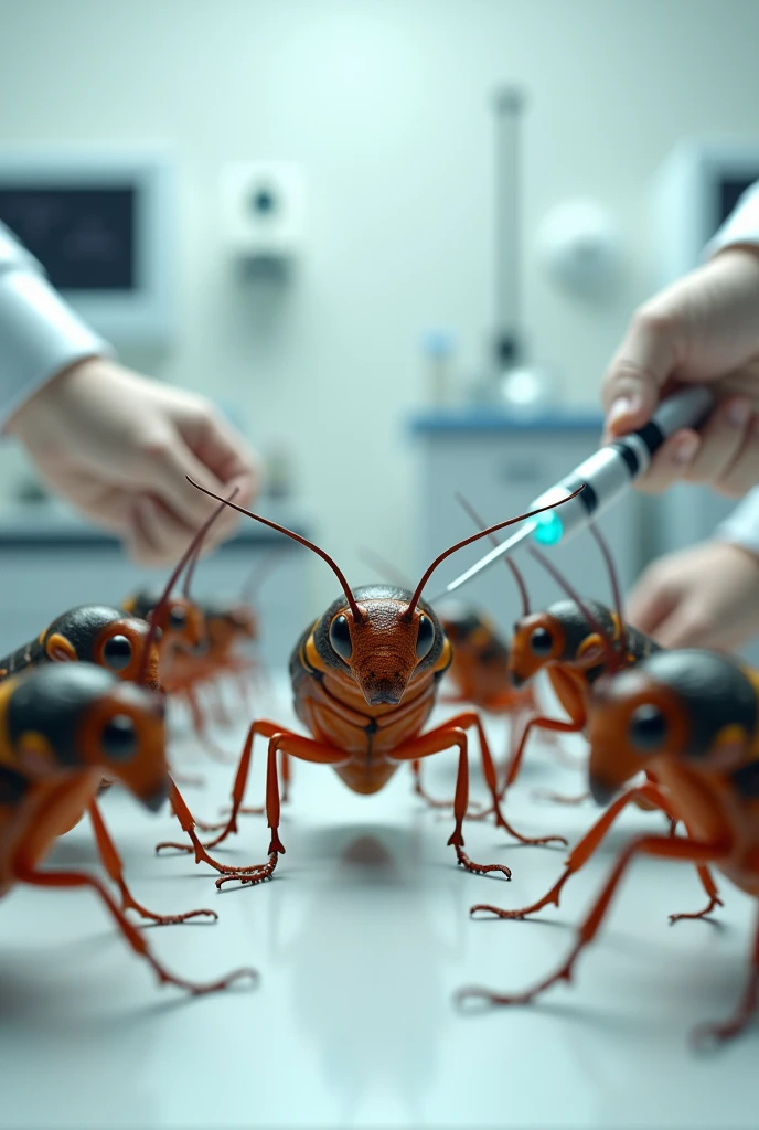 Several cockroaches taking vaccine