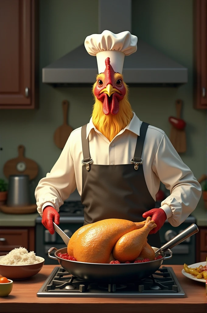 Chicken cooking chicken