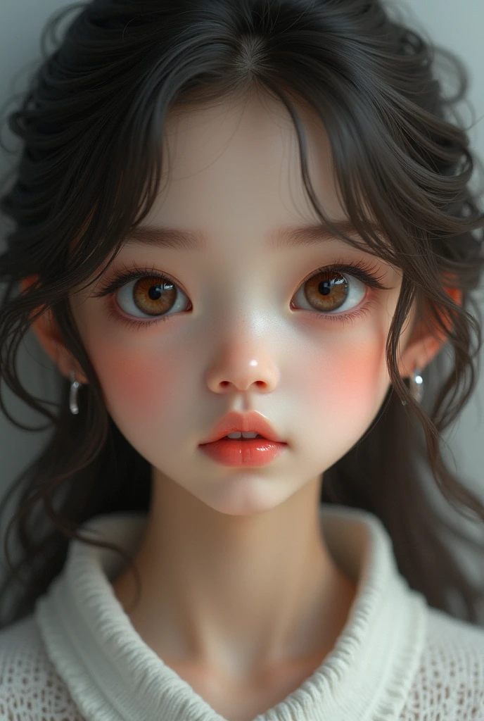 A girl with very pretty eyelashes and eyebrows