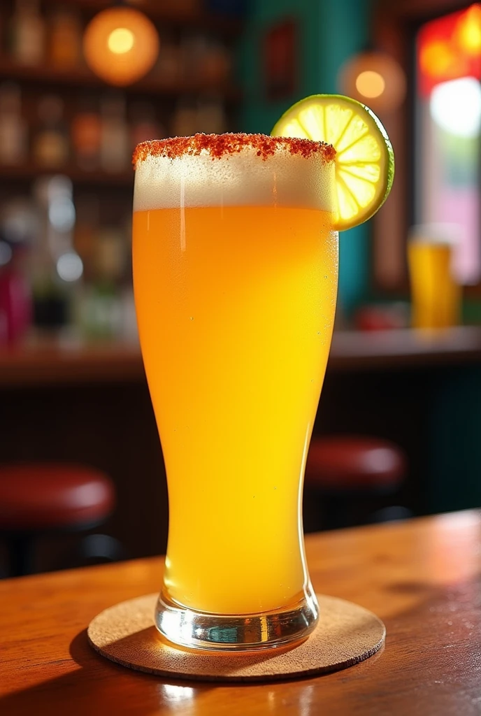 make a picture of a yellow michelada 