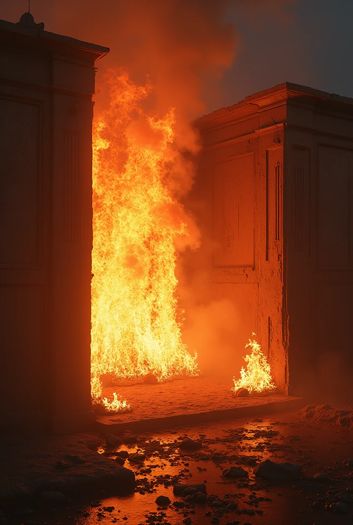 A room burning a half and other half in a festival