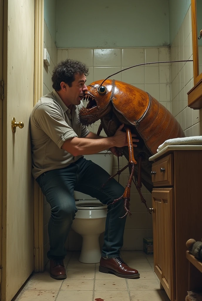 Cockroach biting a guy and then he goes to the bathroom