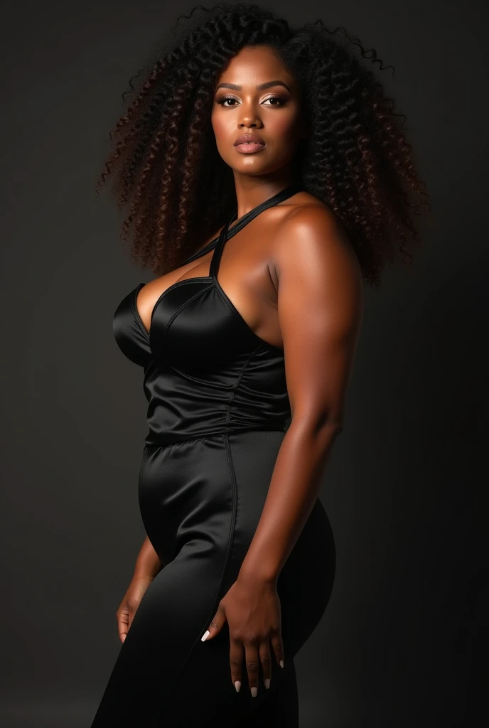 beautiful curvy mixed race woman, satin glossy tight outfit, seductive full body shot, detailed face, detailed eyes and lips, (best quality,4k,8k,highres,masterpiece:1.2),ultra-detailed,(realistic,photorealistic,photo-realistic:1.37),HDR,UHD,studio lighting,ultra-fine painting,sharp focus,physically-based rendering,extreme detail description,professional,vivid colors,bokeh,portraits,high fashion,dramatic lighting