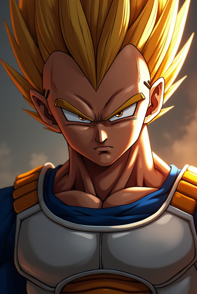 Vegeta dragon ball z, detailedeyes, nase, and lips,ultra detali,(realisitic,photorealisitic,photo-realisitic:1.37),HDR,studio lighting,extremely detailed face and body, portraite,cinematic lighting,dramatic lighting,warm color tones,dramatic colors INFO