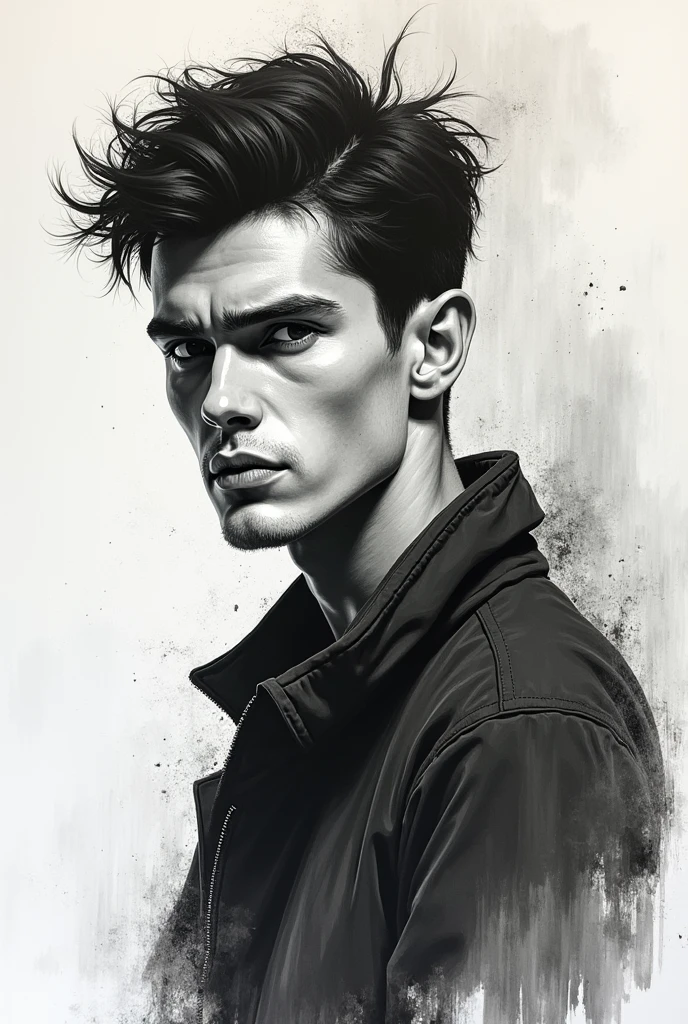 Make a non-realistic paper drawing of a 22-year-old man.
