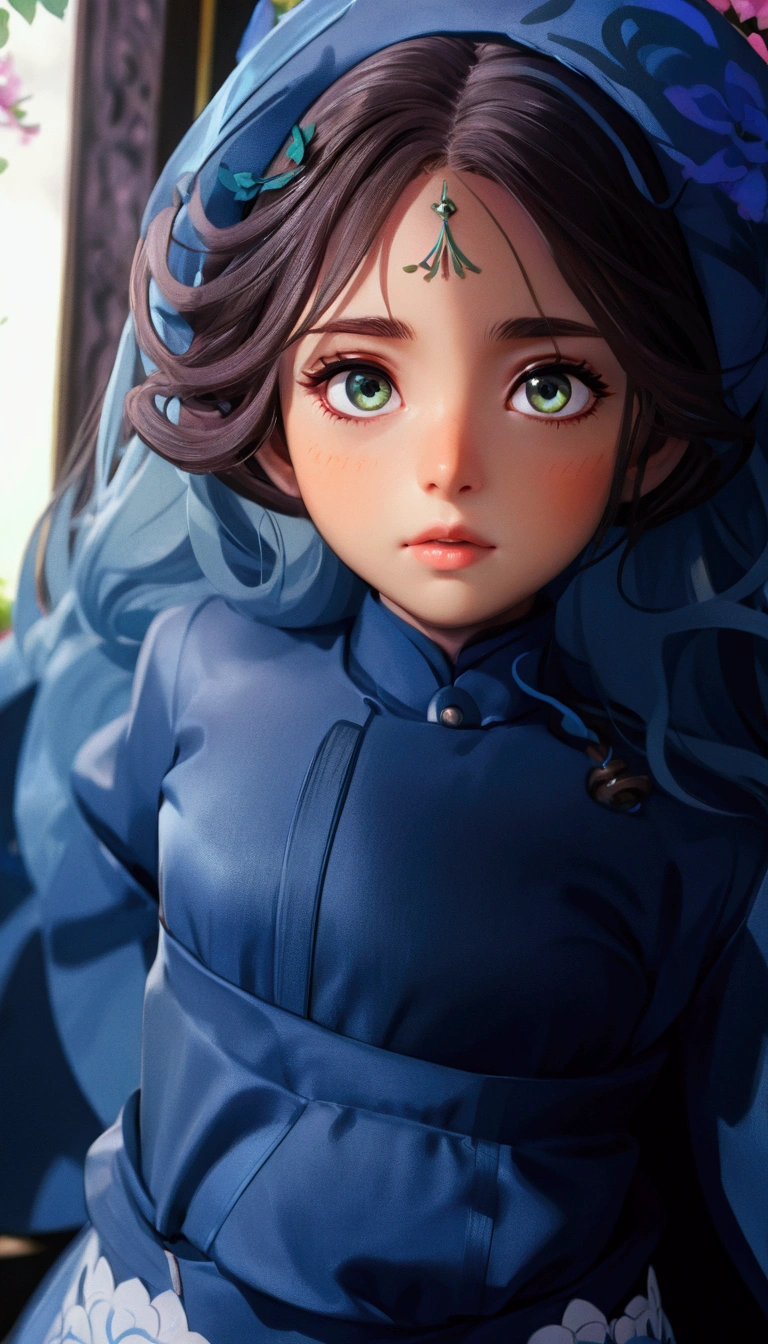 a breathtaking,highly detailed anime girl in a beautiful garden,with long flowing hair,delicate facial features,large expressive eyes,lush greenery,vibrant colors,intricate floral patterns,glowing ambient lighting,cinematic composition,masterful digital painting