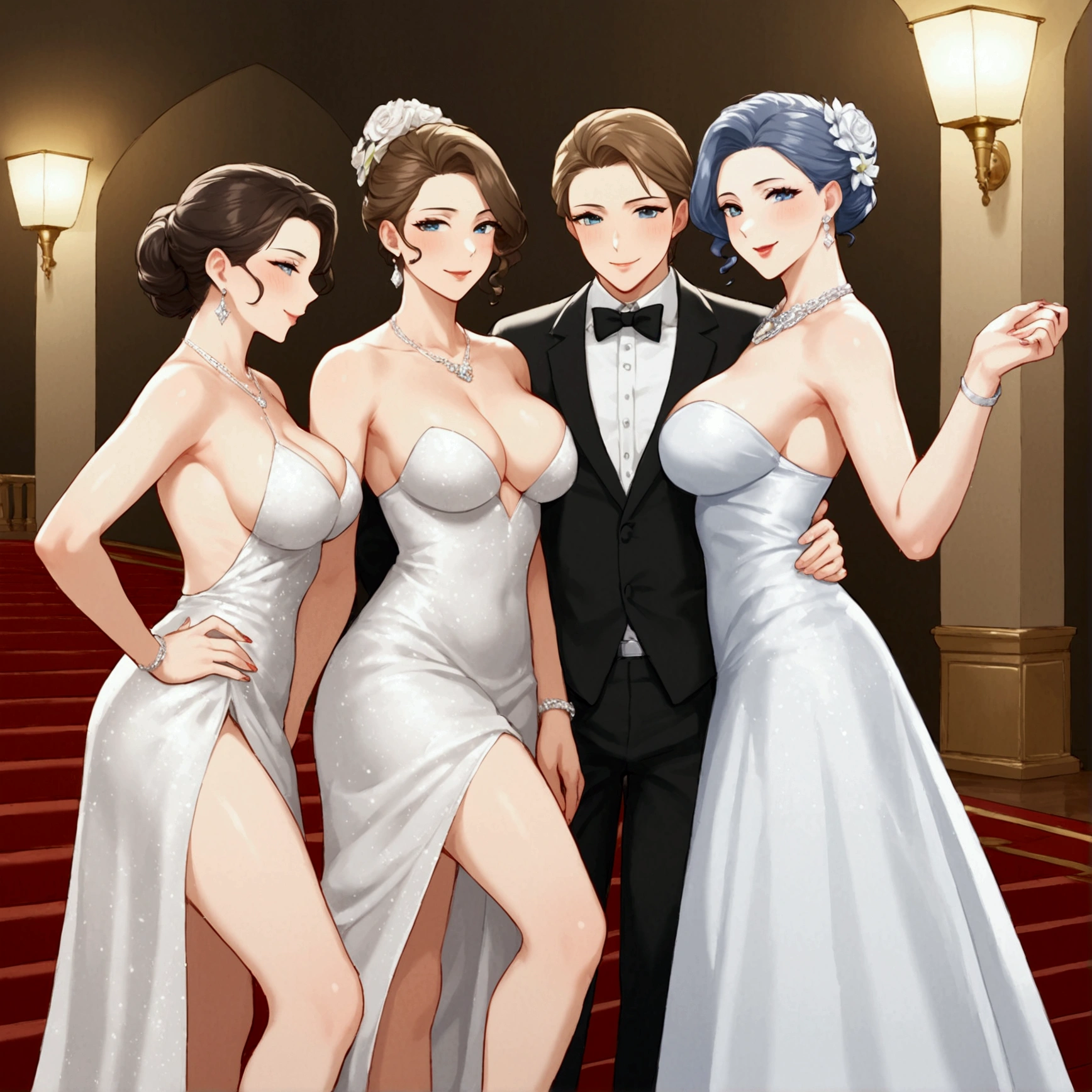 Elegant woman at a fancy party with people in the background