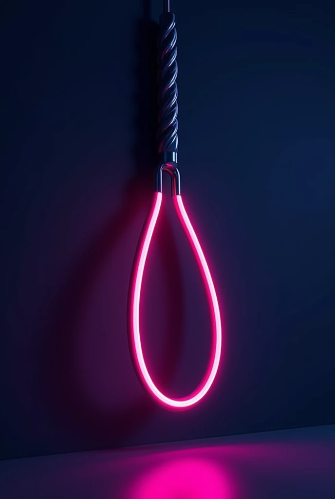 A minimalist BDSM whip graphic in neon