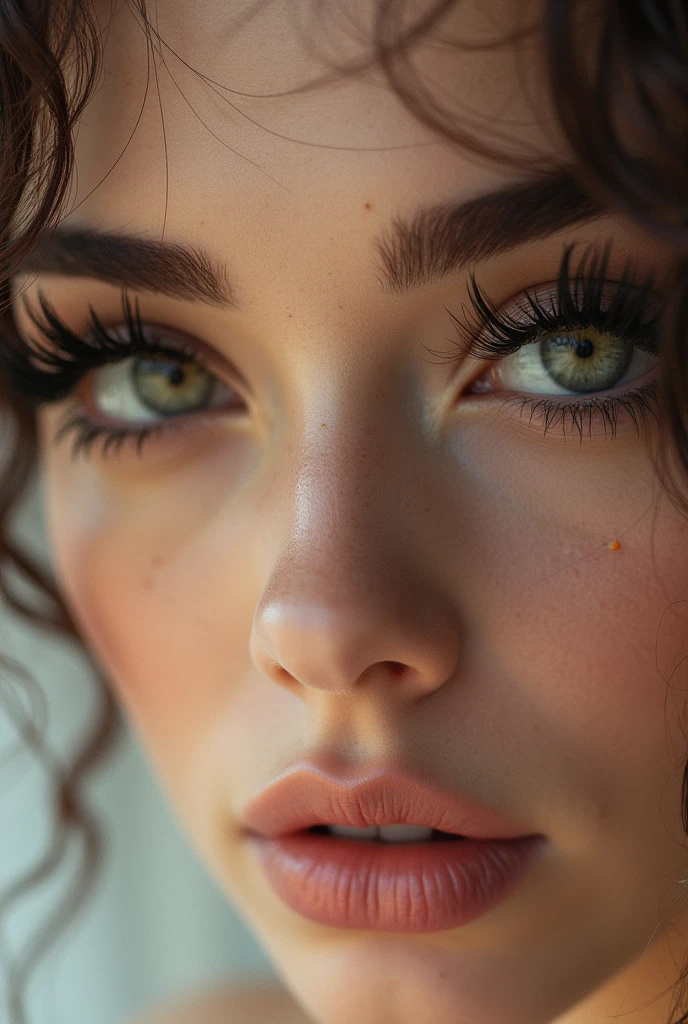 A woman&#39;s eyes with very pretty and extravagant eyelashes and eyebrows
