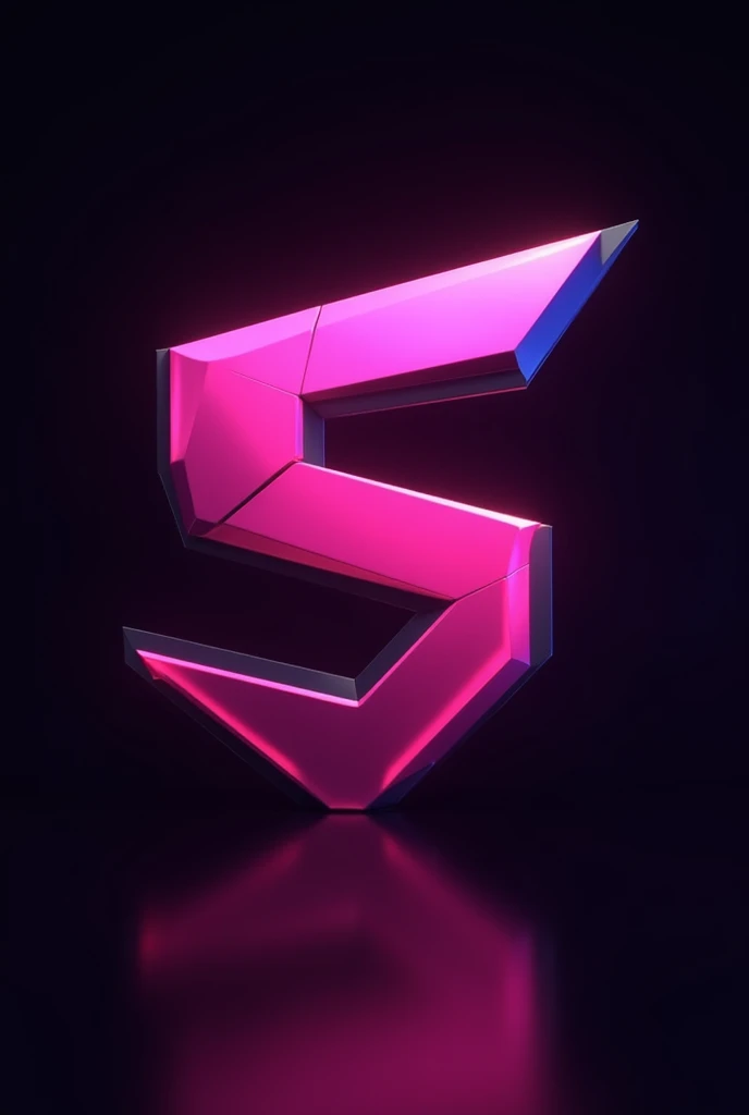 S word, gaming logo, black outline, in Neon pink color